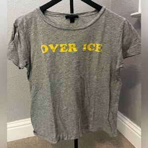 J. Crew Gray and Yellow Crop Tee Relaxed Fit Short Sleeve